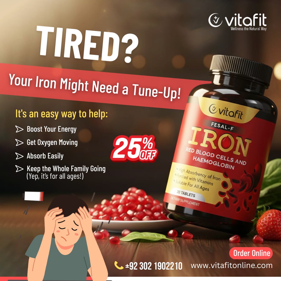 Vitafit Iron: Boost energy & oxygen. Take one daily and stress will end